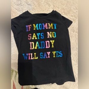 Black colorful words on the front